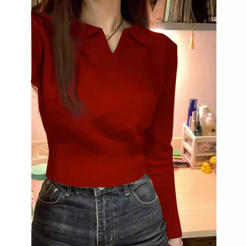 襟付きショート丈セーター tp26