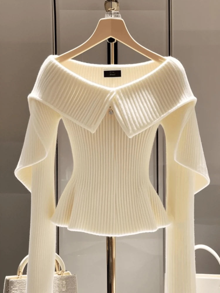 オフショルダーリブニット tp5