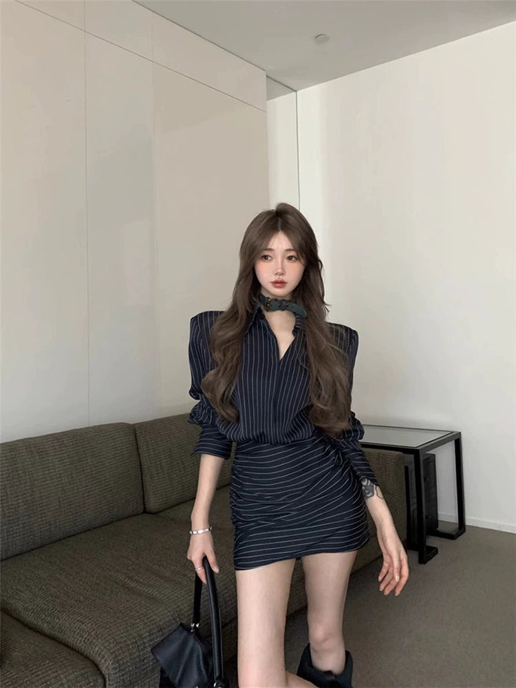 ストライプシャツワンピース dr10