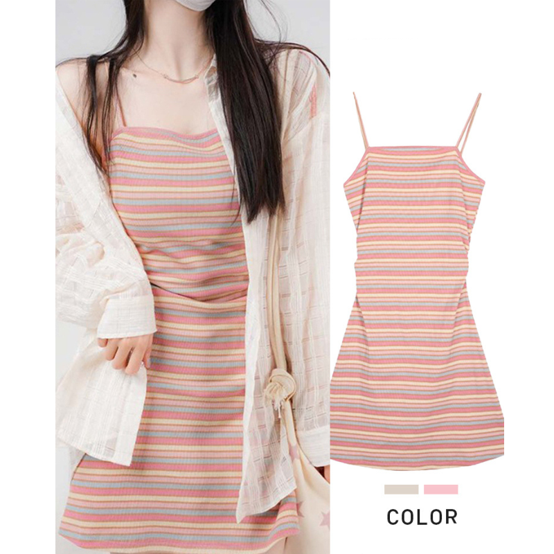 レインボーキャミソールミニワンピース