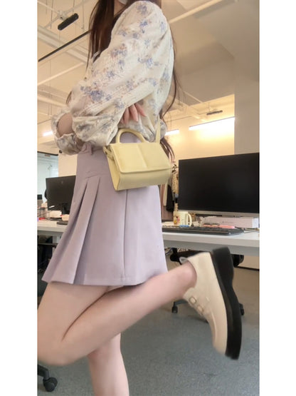 花柄レース七分丈トップス