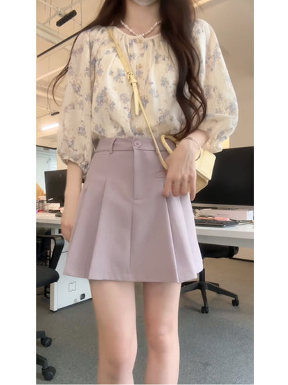 花柄レース七分丈トップス