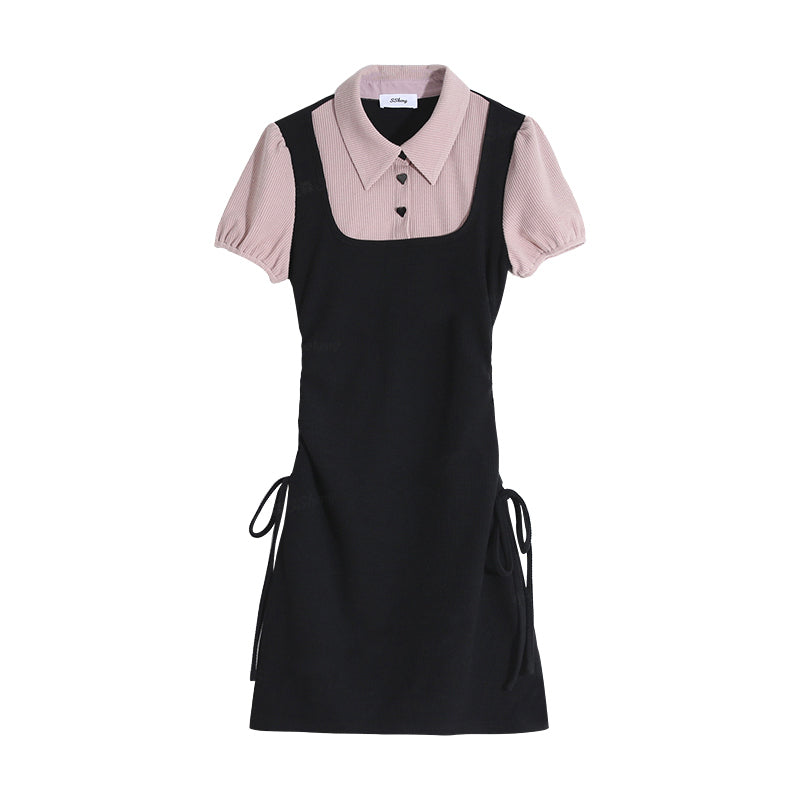 ピンクポロシャツミニワンピース