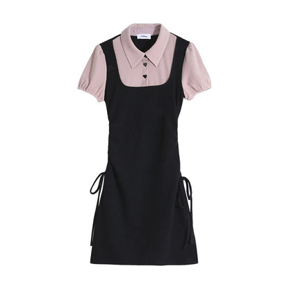 ピンクポロシャツミニワンピース