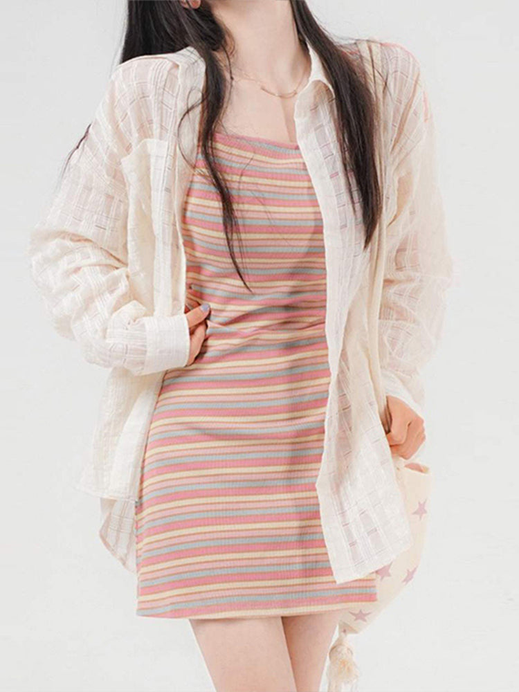 レインボーキャミソールミニワンピース