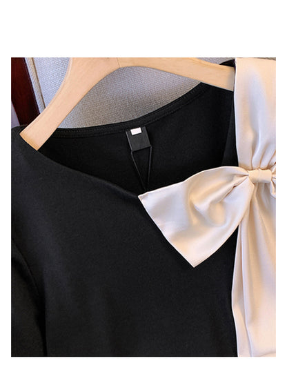 リボンエレガンスブラックトップス